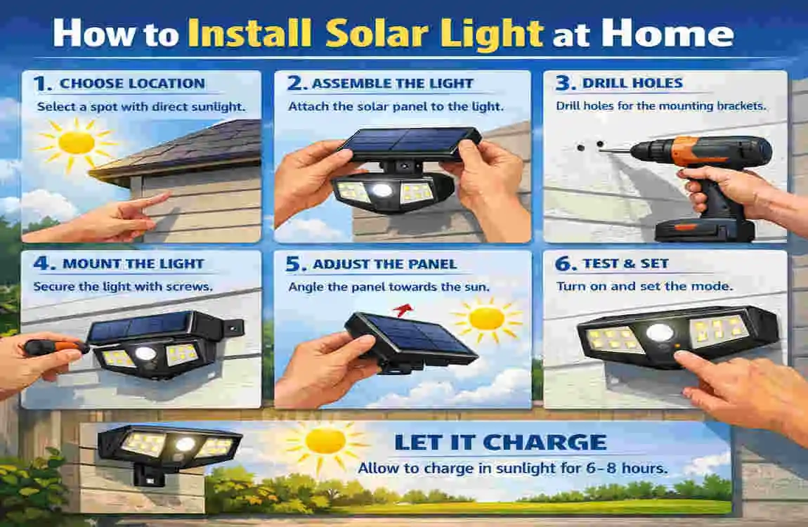 how to install solar light at home