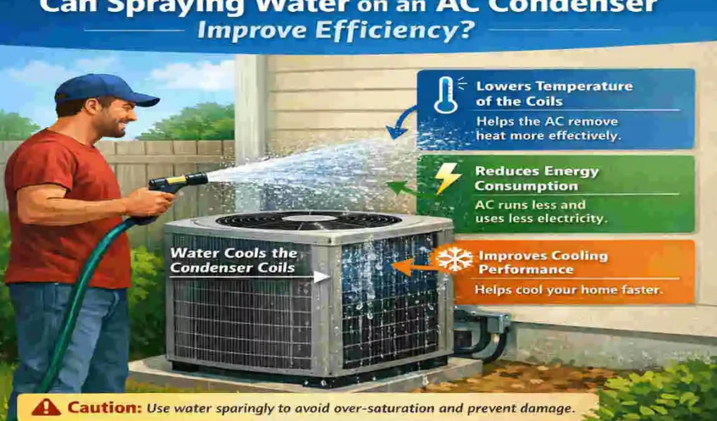 does spraying ac condenser with water help cool house
