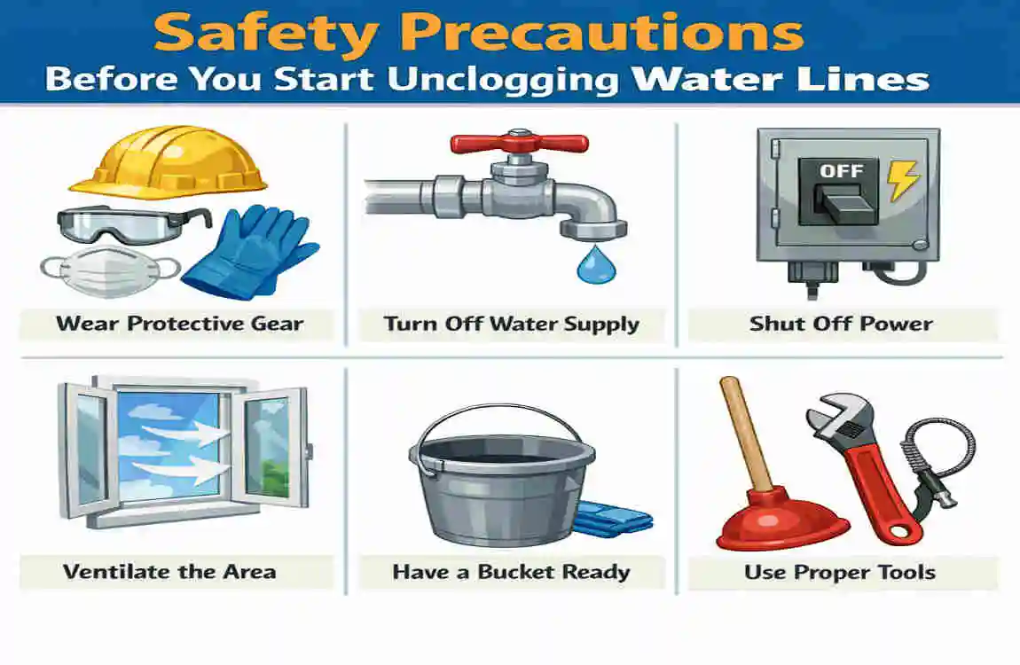 how to unclog water lines in house