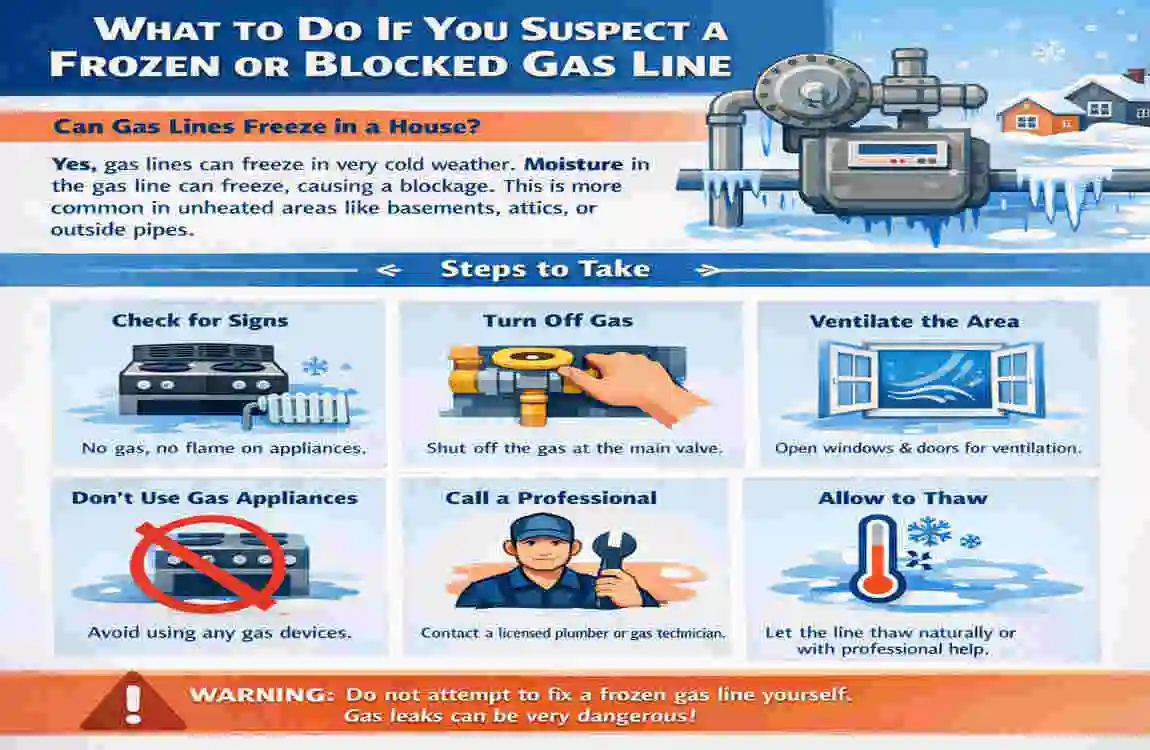 can gas lines freeze in a house