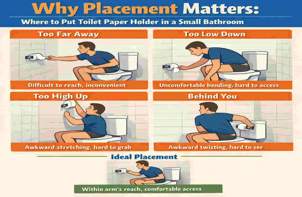 where to put toilet paper holder in small bathroom
