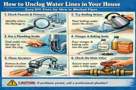 how to unclog water lines in house