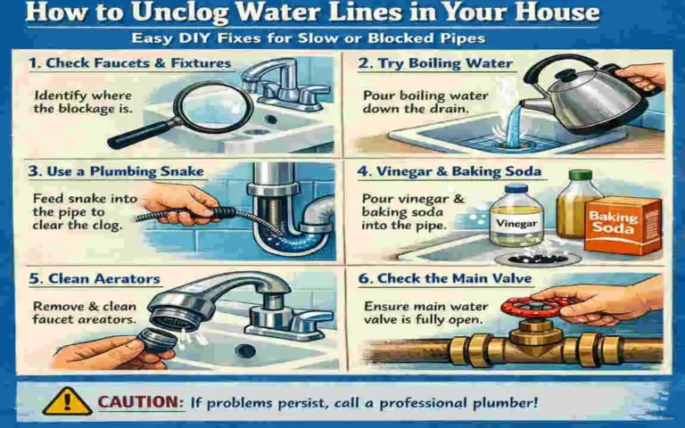 how to unclog water lines in house
