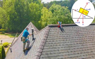 a worker stands still on a roof sloped