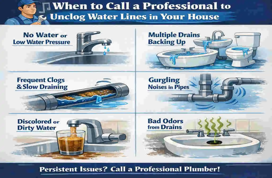 how to unclog water lines in house