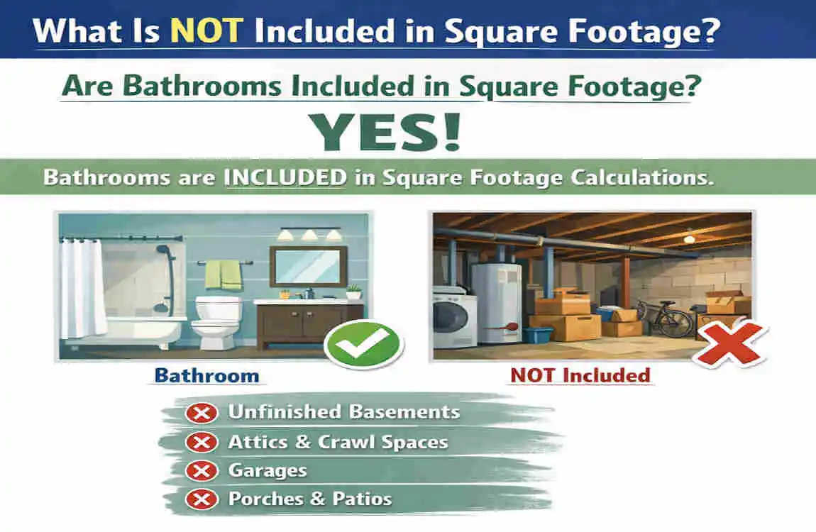 are bathrooms included in square footage