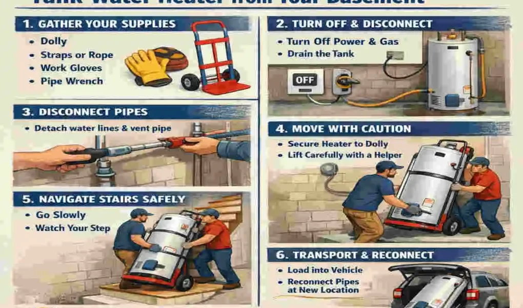how to move a tank water heater from basement