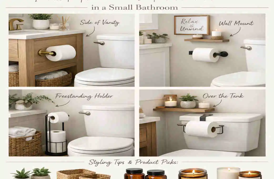 where to put toilet paper holder in small bathroom