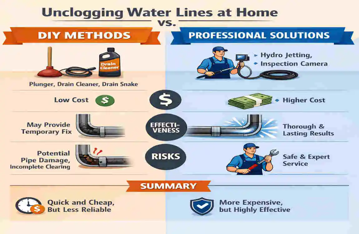how to unclog water lines in house