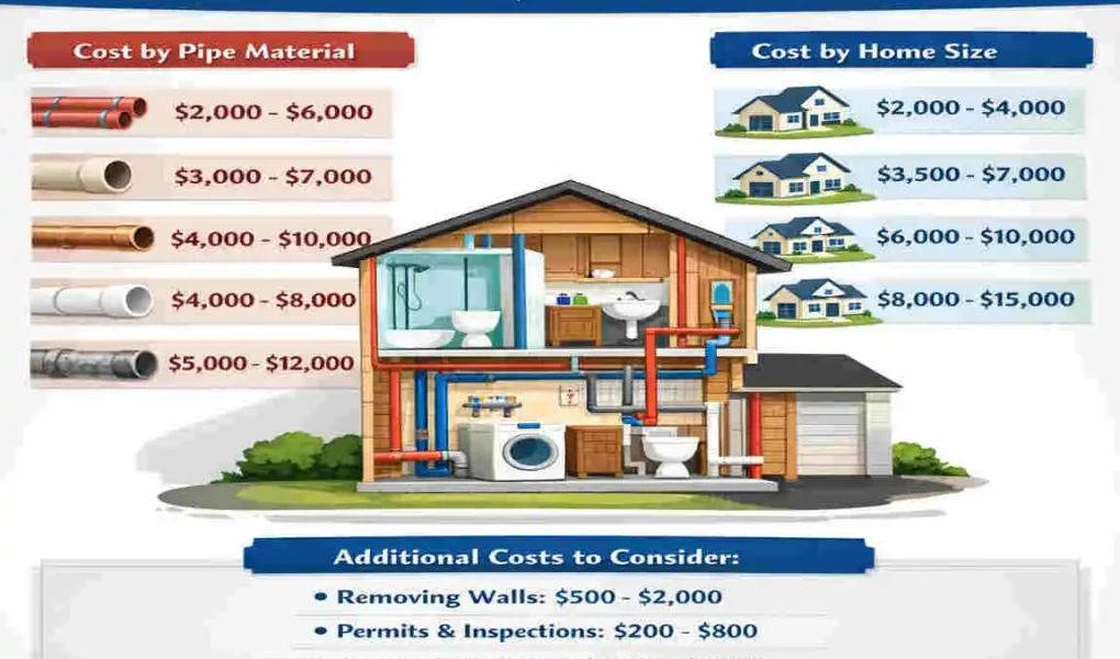 how much to replace plumbing pipes
