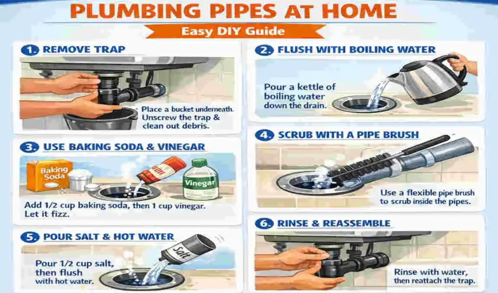 how to clean plumbing pipes at home