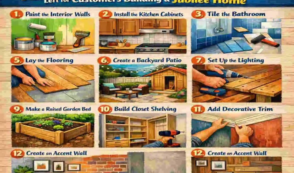 what diy projects aee left for the custmer building a jubalee home