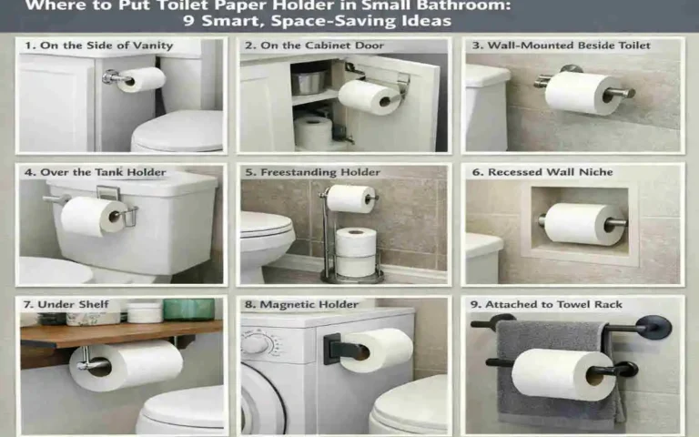 where to put toilet paper holder in small bathroom