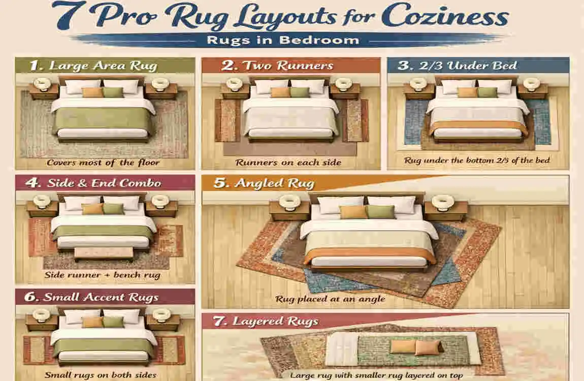 how to place rugs in bedroom