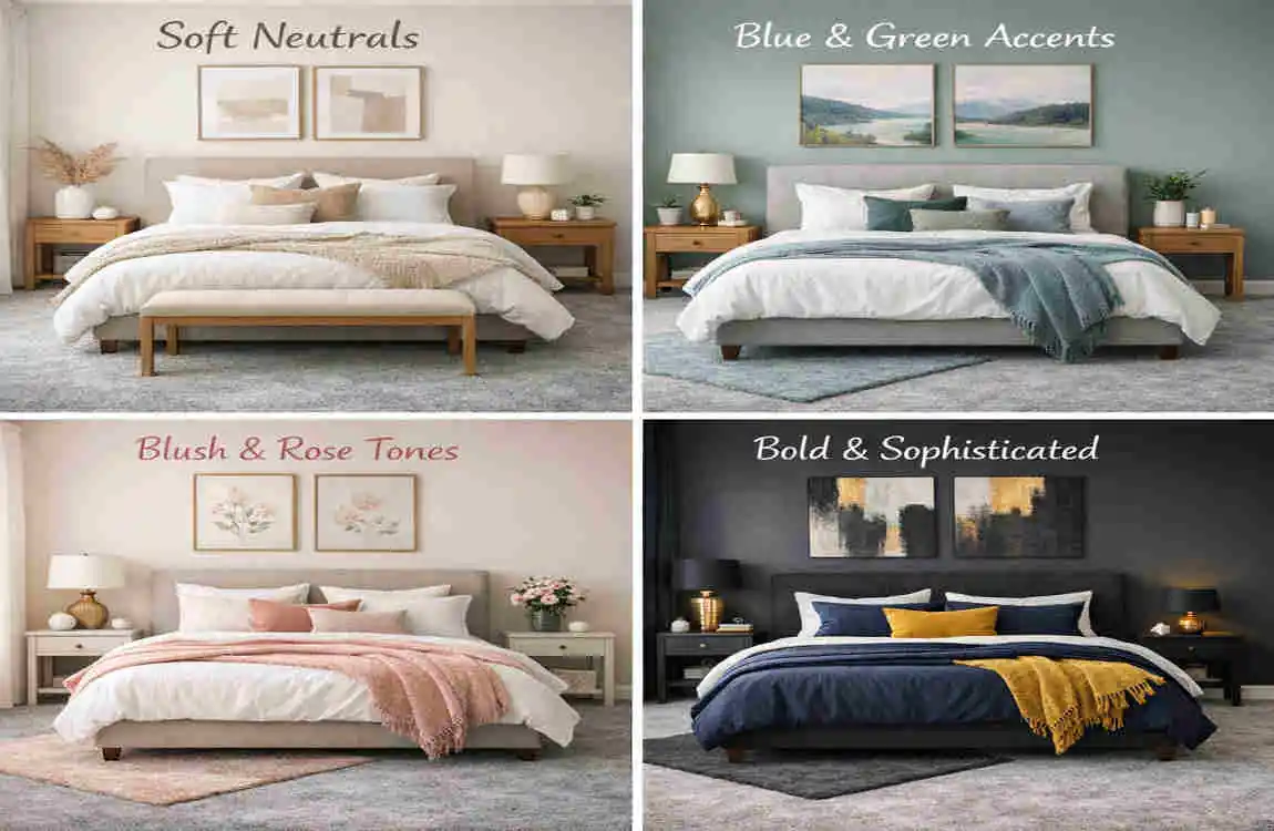 what colours go with grey carpet in bedroom