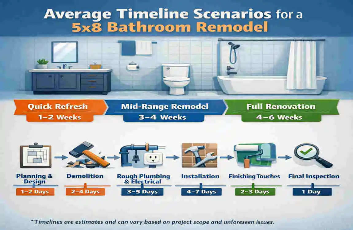 How Long for a 5x8 Bathroom Remodel in Your House?