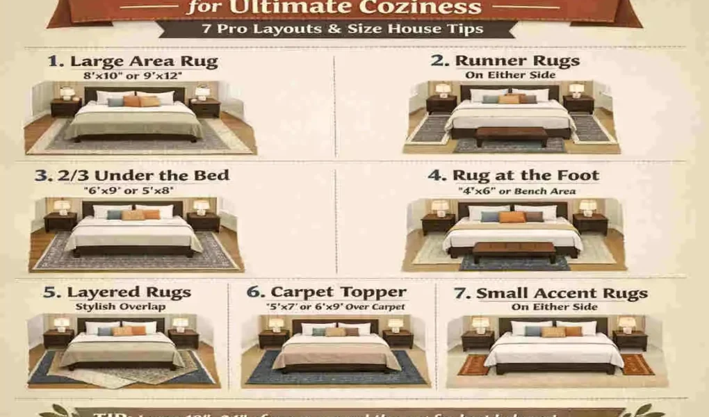 how to place rugs in bedroom