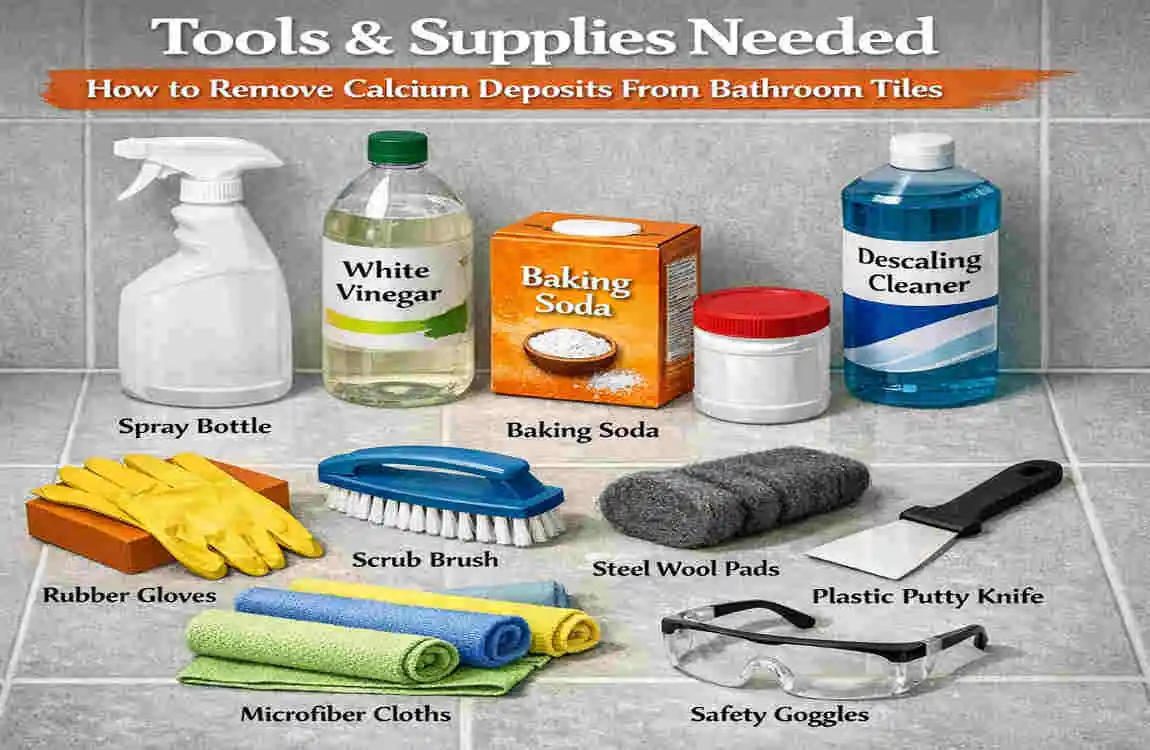 how to remove calcium deposits from bathroom tiles