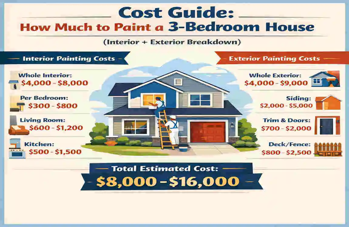 Cost Guide: How Much to Paint a 3-Bedroom House (Interior + Exterior ...