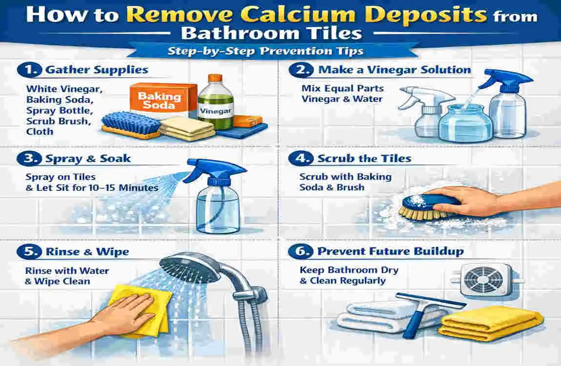 how to remove calcium deposits from bathroom tiles