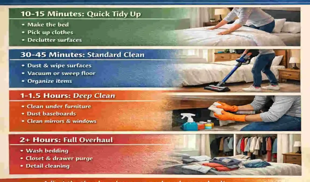 how long does it take to clean a bedroom