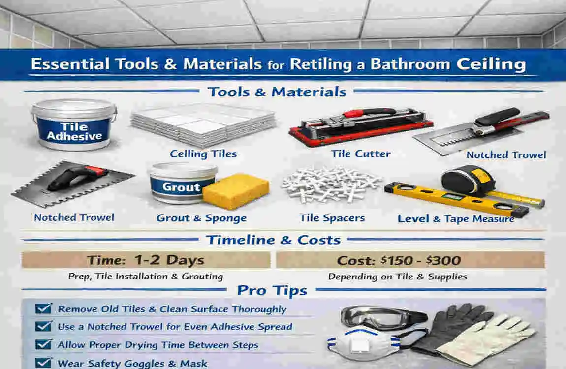 How long to retile a bathroom ceiling