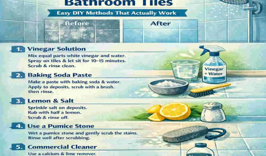 how to remove calcium deposits from bathroom tiles