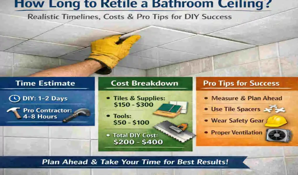 How long to retile a bathroom ceiling