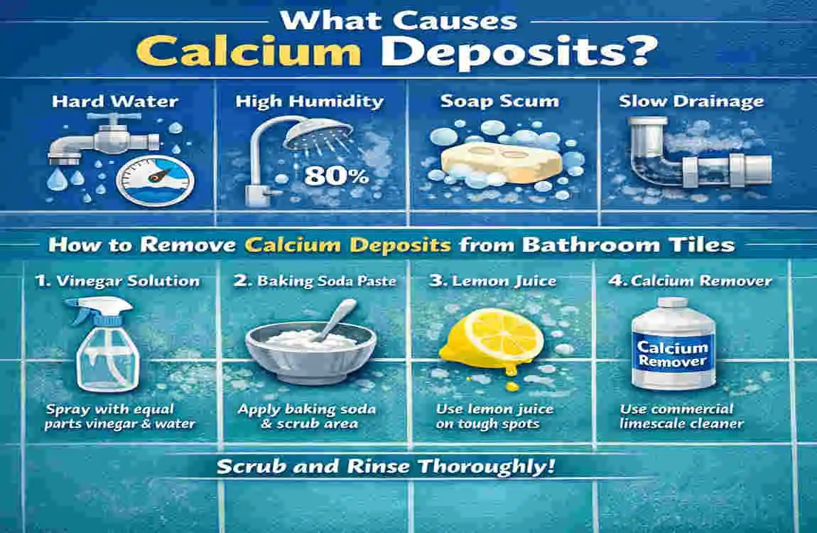 how to remove calcium deposits from bathroom tiles