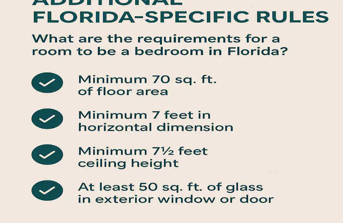 what are the requirements for a room to be a bedroom in Florida?