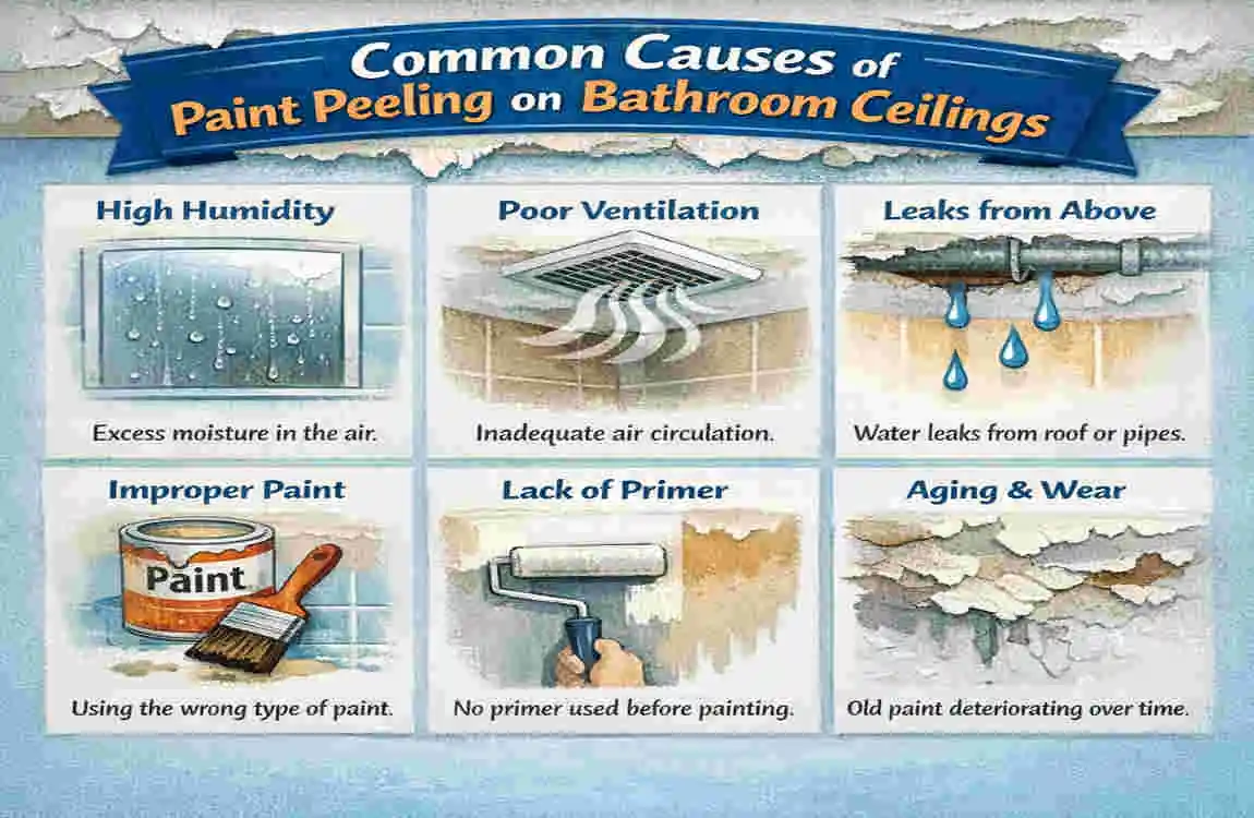 why is paint peeling in bathroom ceiling