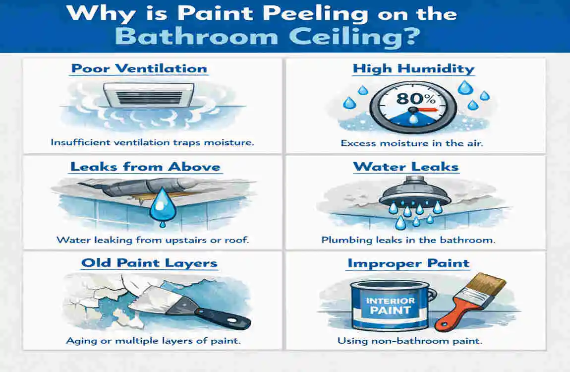 why is paint peeling in bathroom ceiling