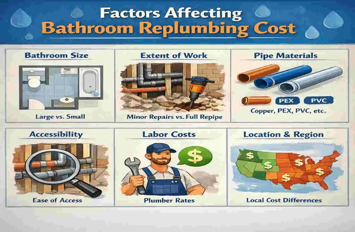 How much would it cost to replumb a bathroom?