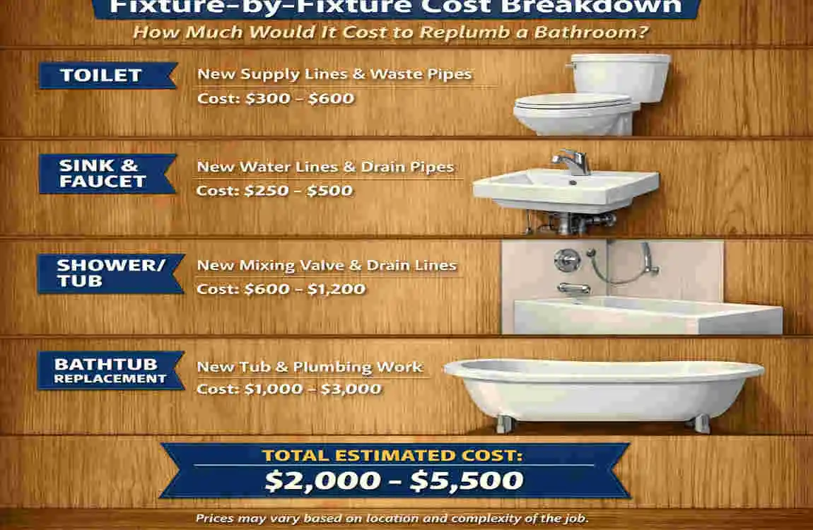 How much would it cost to replumb a bathroom?