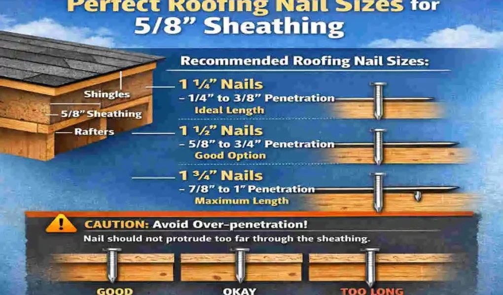 what size roofing nails for 5 8 sheathing