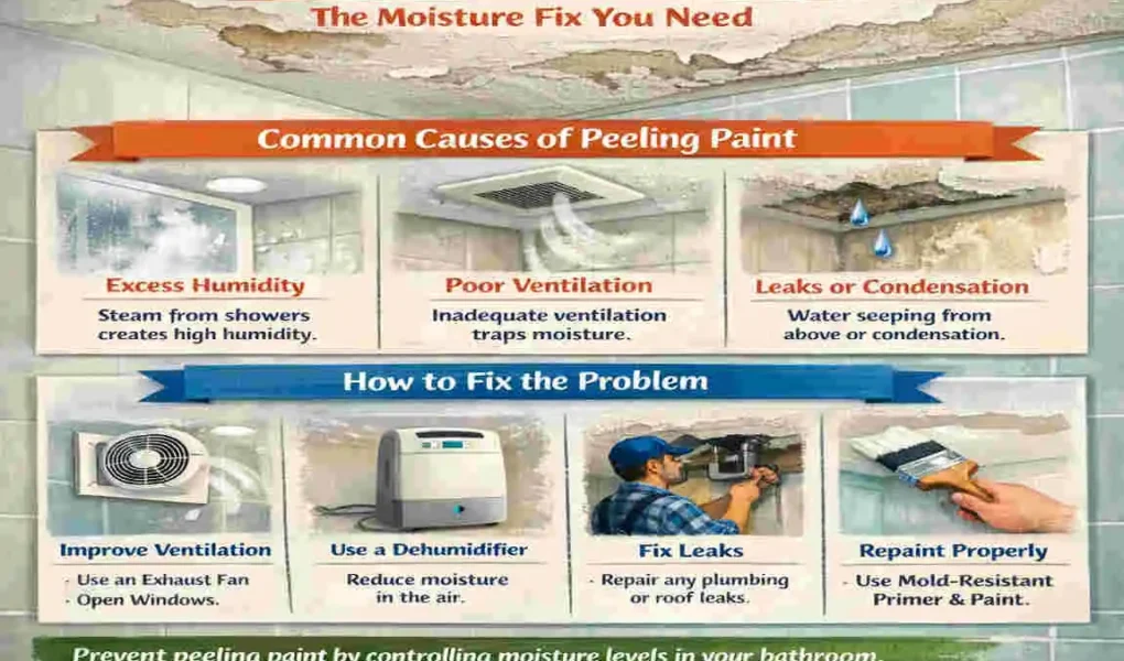 why is paint peeling in bathroom ceiling