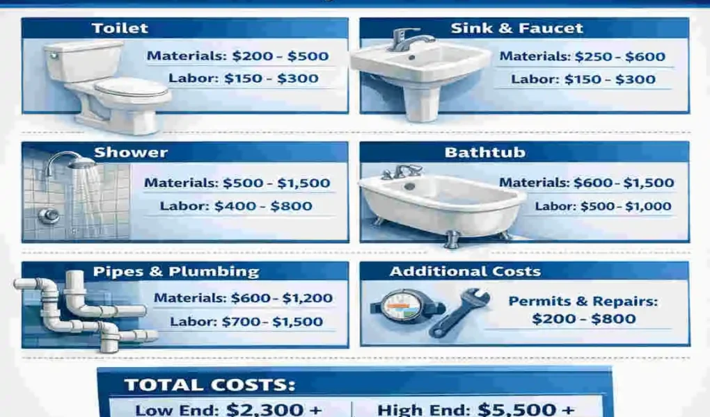 How much would it cost to replumb a bathroom?