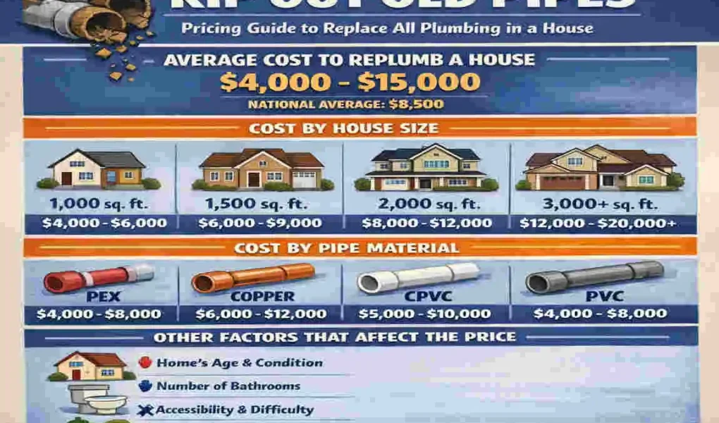 How Much to Replace All Plumbing in a House