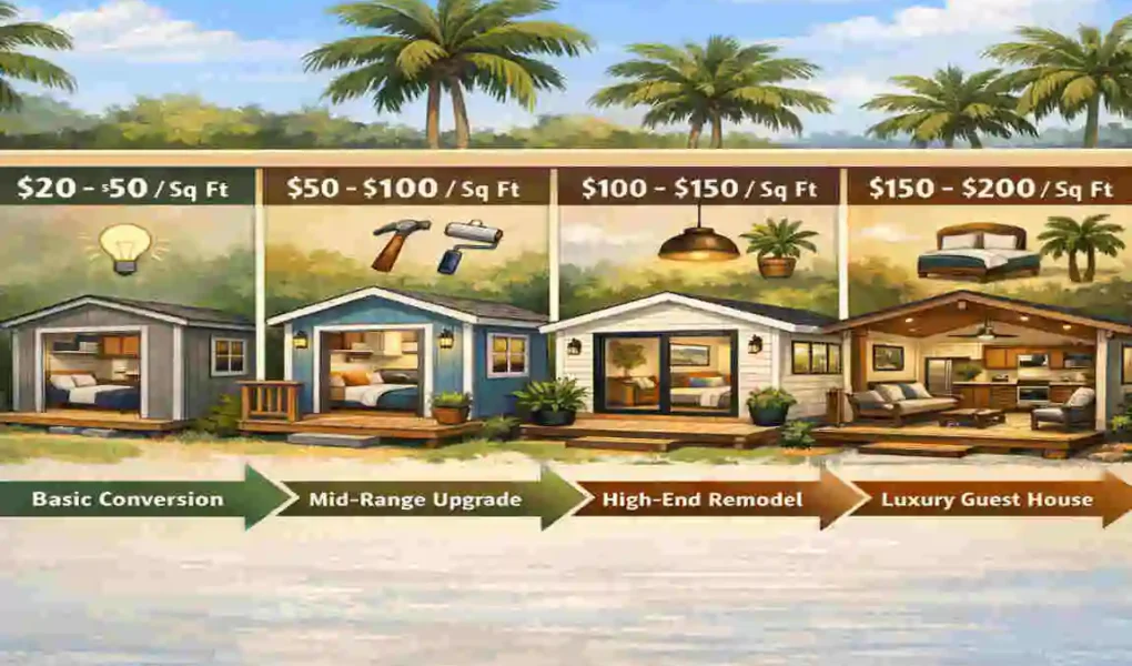 how much does it cost to turn a shed into a guest house flodira