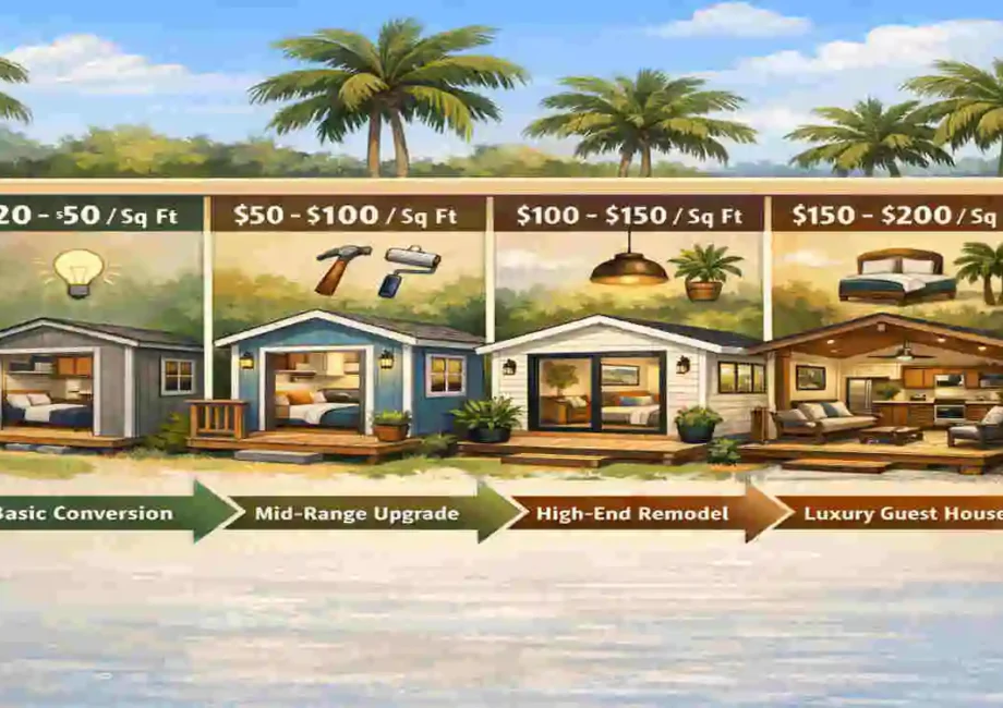 how much does it cost to turn a shed into a guest house flodira