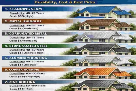 types of metal roofing for houses