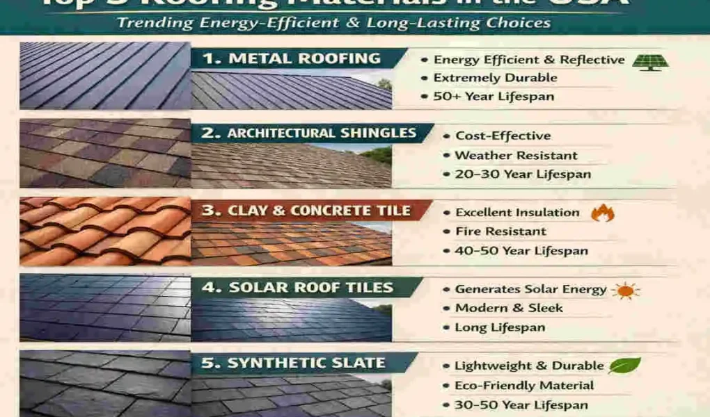 what are the top 5 roofing materials in usa