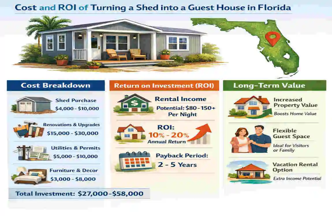 how much does it cost to turn a shed into a guest house flodira