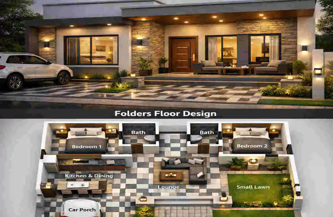 single story house construction cost of 5 marla house floders design