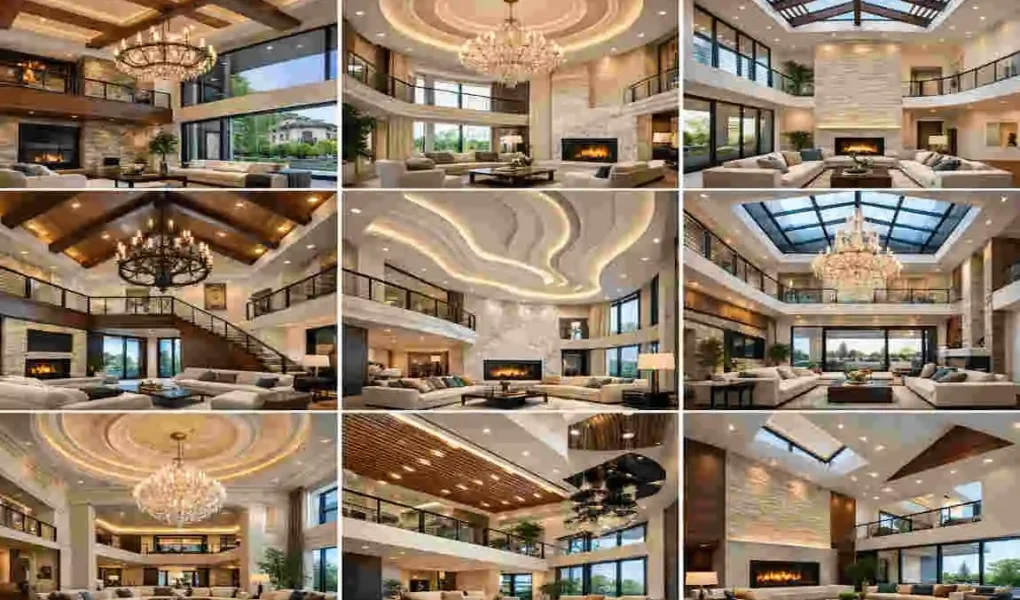 double height living room house ceiling design