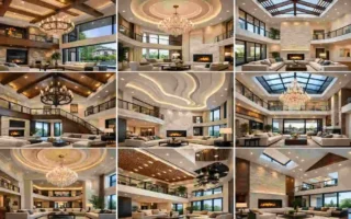 double height living room house ceiling design