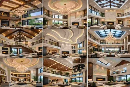 double height living room house ceiling design