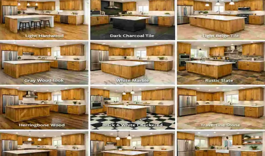 what color flooring with oak cabinets