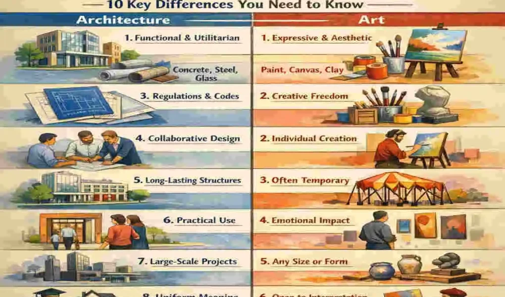 defferent between architecture and art