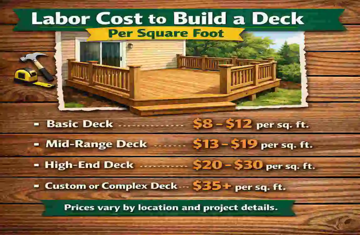Labor Cost to Build a House Deck Per Square Foot